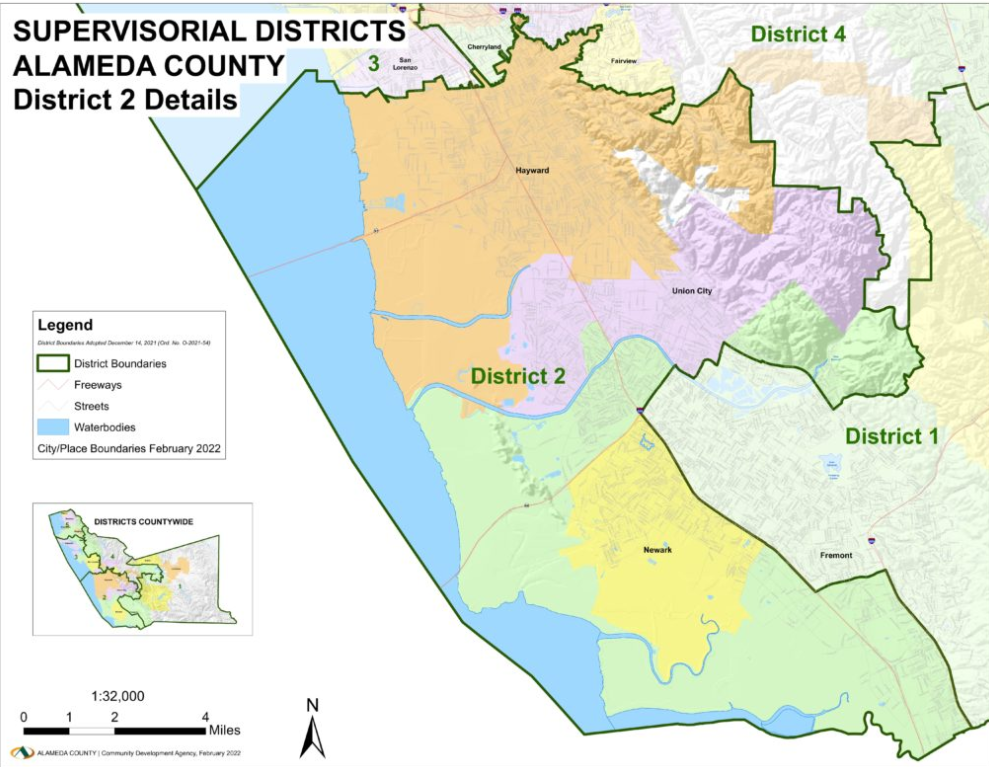 Map of alameda county District 2 boundaries